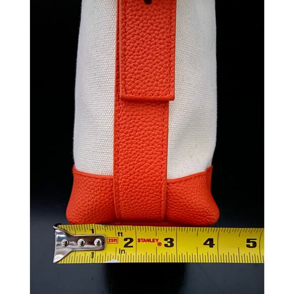 Casual Cream Canvas Shoulder Bag w/Orange Faux Leather Trim sz OS - Picture 11 of 13